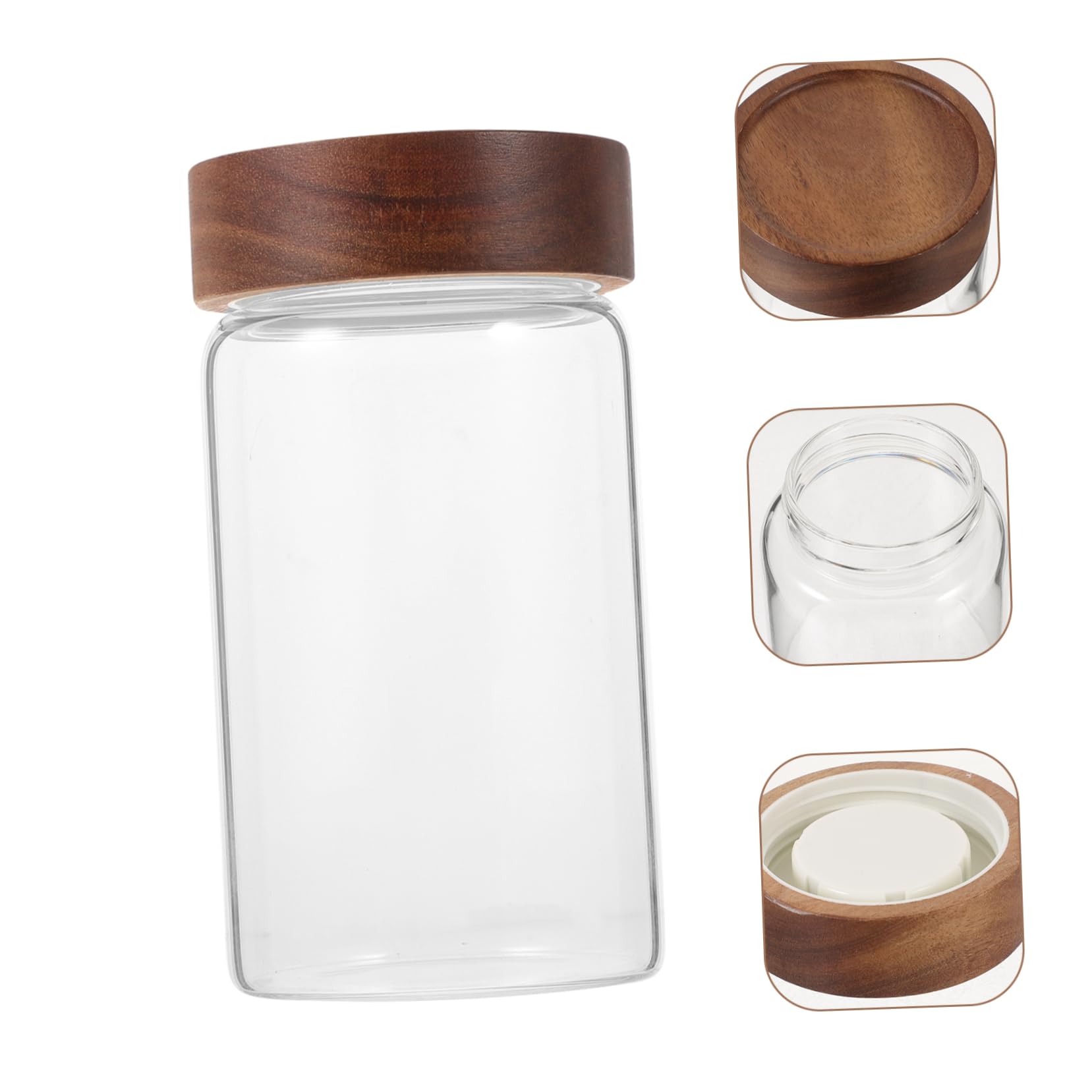 Amazon｜MUCKLILY 蓋付きガラス密封瓶 580ml 木製蓋ガラス素材食品新鮮