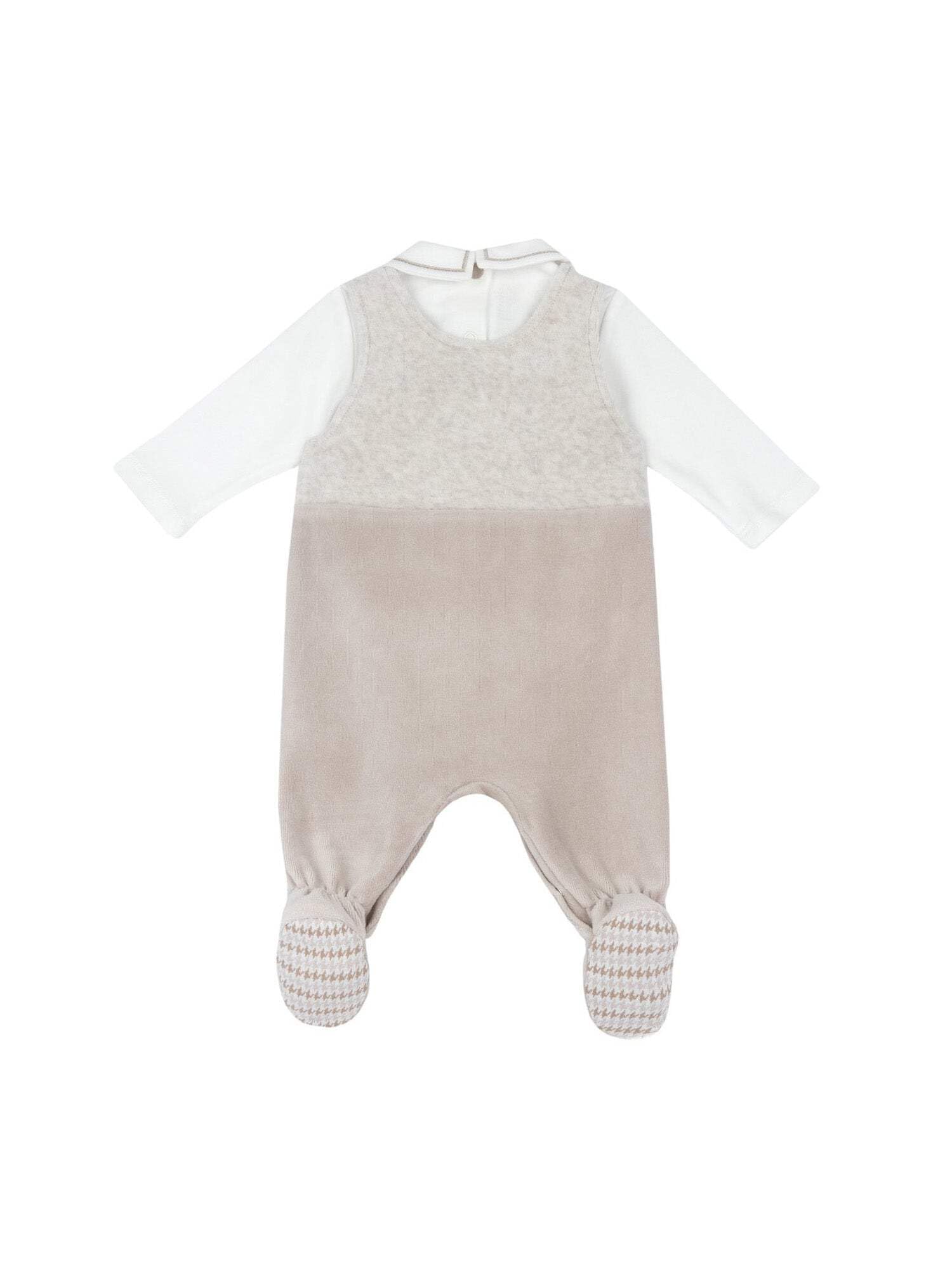 Chicco, Completo body e salopette lunga in ciniglia per neonato, Multicolore
