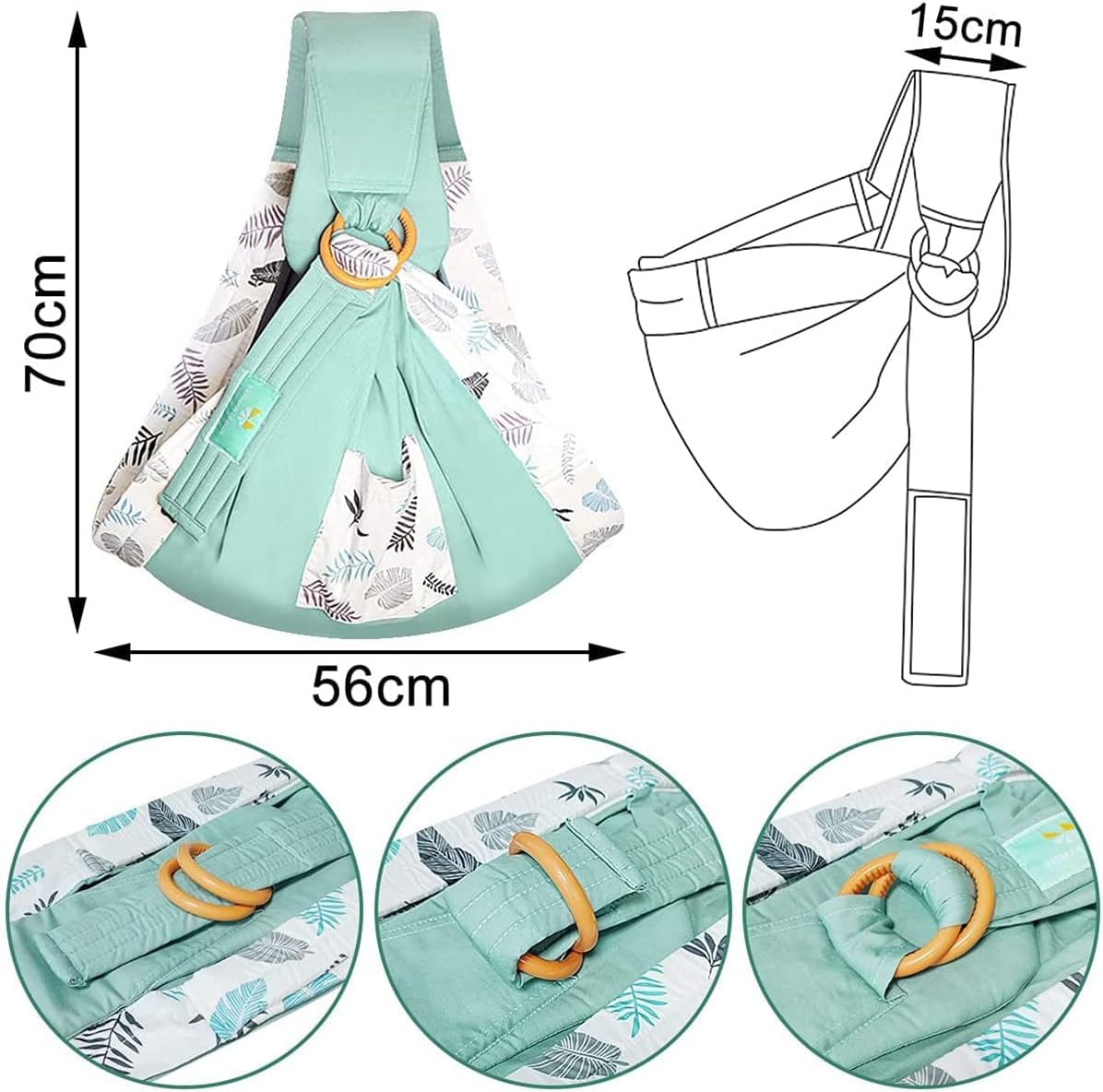 KEYOZA Ergonomic Baby Sling Carrier Wrap Cotton, Breastfeeding and Stroller Cover Adjustable for Newborn Baby up to 15kg - Special Carrier/Sling for Preemie Babies (Multi Cotton) - Image 4 thumbnail