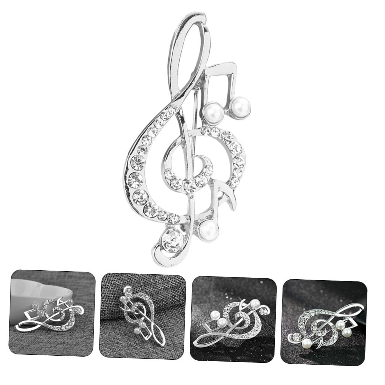 Broches únicos con Forma de Nota Musical, joyería Femenina con Perlas y Solapas, un Toque de Moda novedoso.