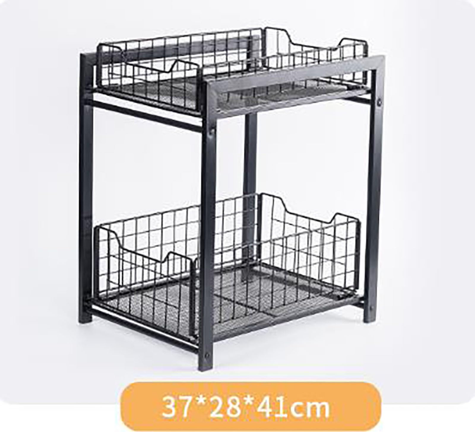 Panier de rangement coulissant sous l'évier à 2 niveaux pour armoire de cuisine, organisateur de placard, support de rangement en métal amovible pour salle de bain, facile à assembler, adapté à la c