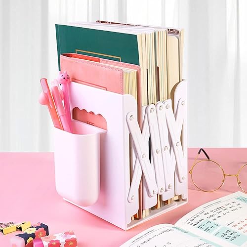 Miniatura 7 de Estantería telescópica ajustable multifuncional con soporte para bolígrafo estantería de escritorio para oficina escuela biblioteca biblioteca