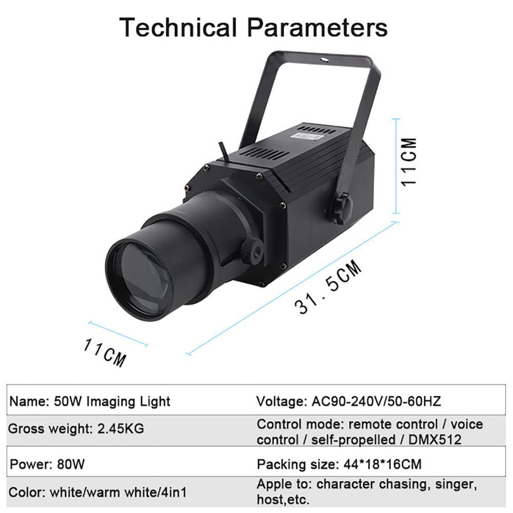 Projecteur de scène 50 W, éclairage d'imagerie, Blanc Chaud, 4 en 1, LED Pinspot, télécommande DMX512, Commande vocale, pour discothèque, DJ, Spectacles de Mariage