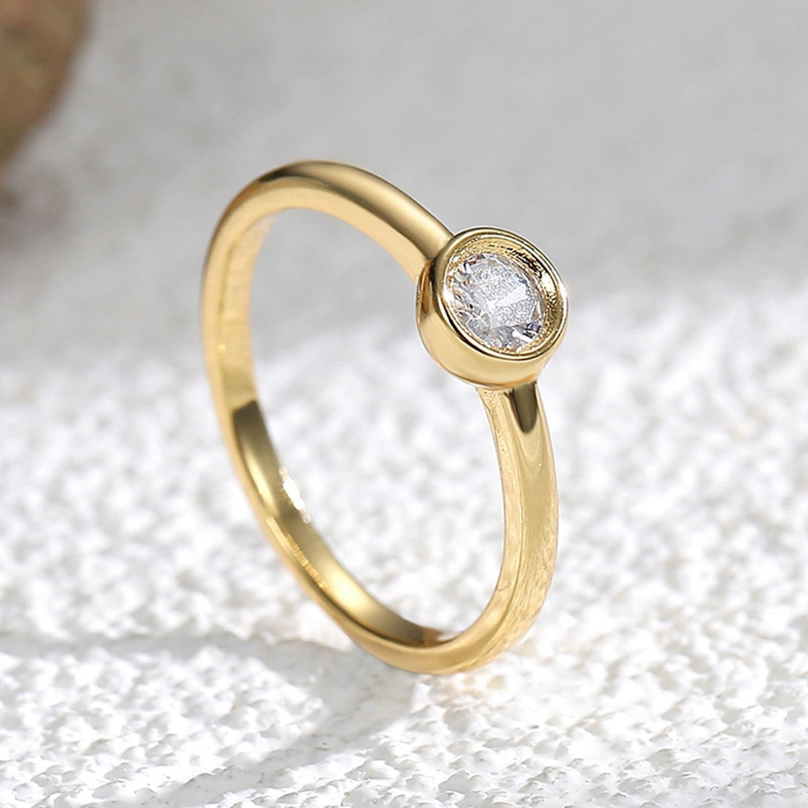 Anillo de mujer en oro solitario de oro para mujer, oro amarillo auténtico de 9 K/14 K/18 K con 0,4 ct moissanite