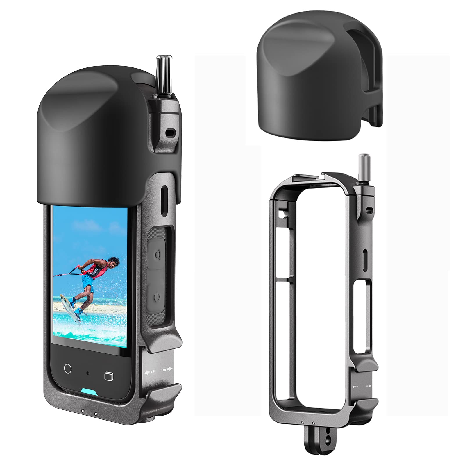 Wielofunkcyjna ramka Insta360 X3 One X3 Metalowa klatka na aparat + osłona obiektywu Vlogging etui ochronne mocowanie wspornika 1/4" uniwersalne 2 zimne buty