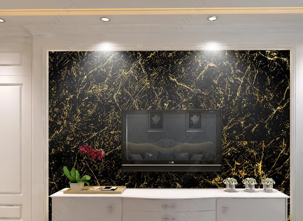 Papier peint intissé marbré géant pour rénover un mur de salon abîmé