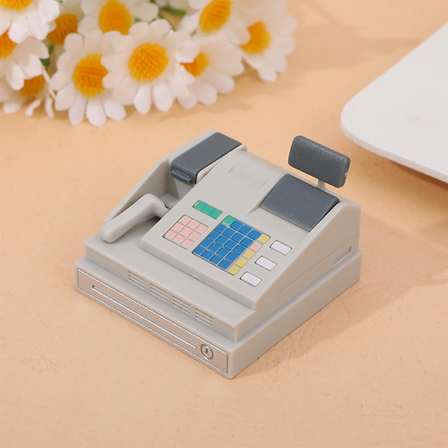 Simulation Cashier Machine Model Figure for Educational Social Game and Supermarket Pretend Play Activity Supply Doll House Furniture