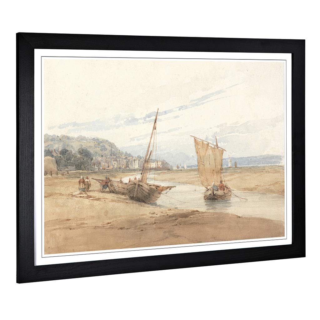 Big Box Art Framed Print of Richard Bonington Near Honfleur Design | Wall Art Picture | Home Decor for Kitchen, Living Room, Bedroom, Hallway, Black, A2 / 24.5x18 Inch / 62x45cm