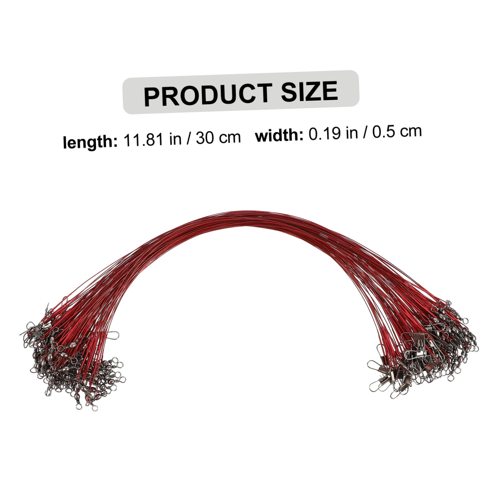 GANAZONO 100pcs Twine Lures Net Sea Accessories Clamp Phone Swivel Snare Rod Wire Leader Rigs Tackle Accessory Rig for Steel Red