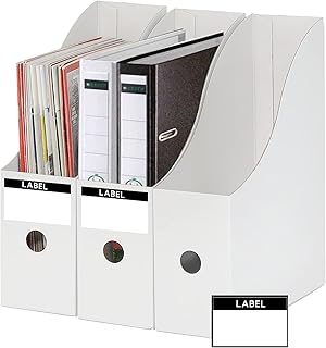 3 Pack Magazine File Holder with 3 Labels,Cardboard Magazine Holder for Files,Document Folder Holders A4 File Organiser Box for School Office Desktop File Paper Divider Storage
