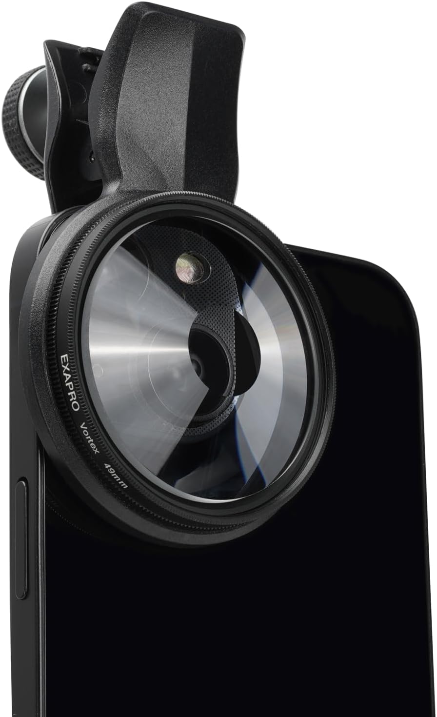 EXAPRO Smartphone Lens Filter Clip + Vortex Filter Set, Prism Effect, forφ49mm Lens Filter, Rotating Frame Type, Compatible with iPhone/Android, EXP-FCPZVT-02