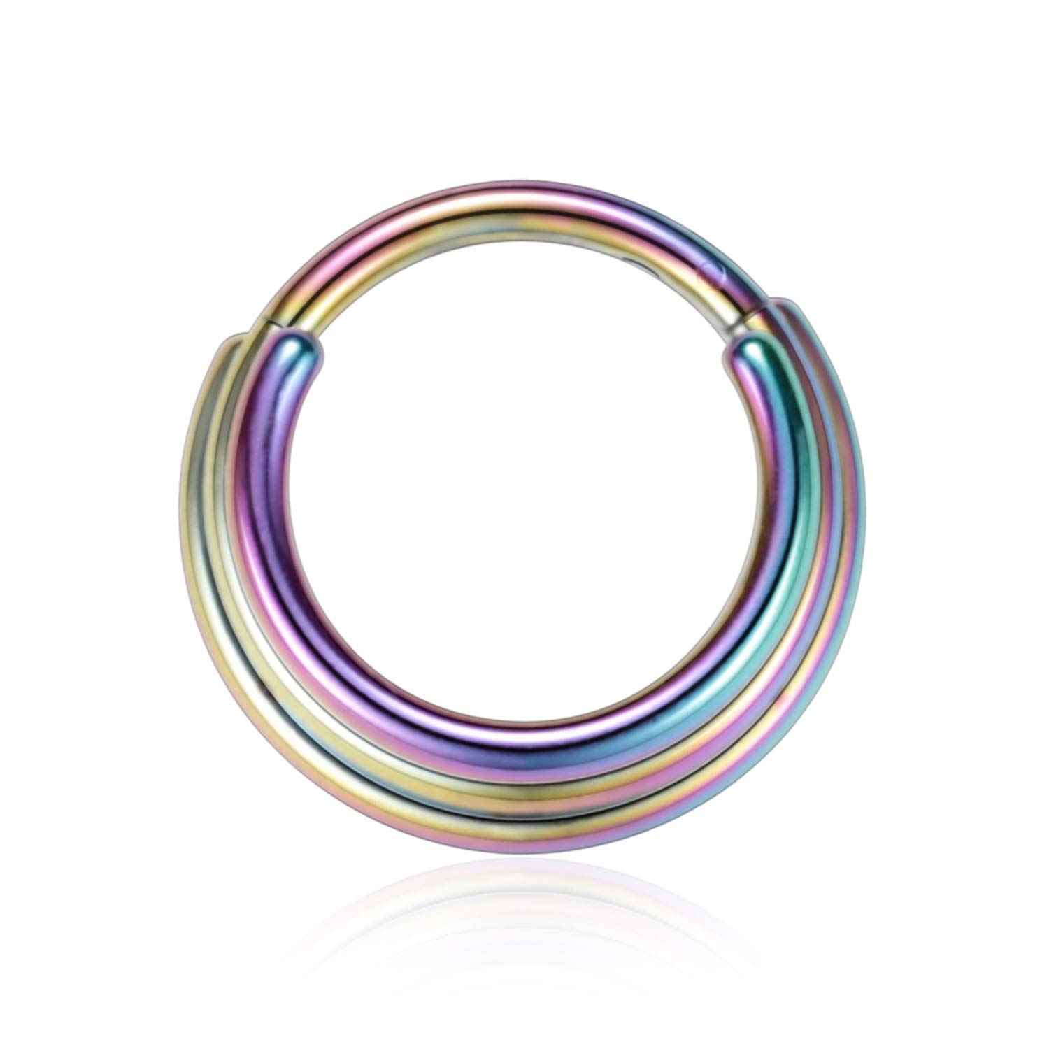 hengkaixuan 16G Septum Nose Rings Hoop Daith Earrings Surgical Steel Septum Clicker Ring Hirned Segment Seamless Clicker Ring Conch Hoop Ring Unisex Earrings Hoop Daith Piercing Jewellery — view 28