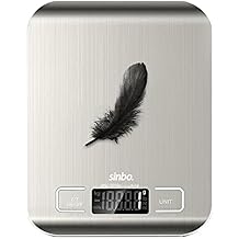 Pes&eacute;e de cuisine num&eacute;rique de pr&eacute;cision en m&eacute;tal Sinbo SKS-4527 &ndash; capacit&eacute; de 5 kg, pr&eacute;cision de 1 g, pes&eacute;e professionnelle, batterie comprise