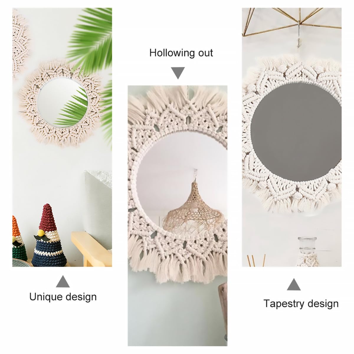 BETOOKY Dekorativer mit Einfacher Beige Wandteppichspiegel Acryl aus in Schminkspiegel Vertikaler Raumerweiterung im Schlichten Stil für und Büro