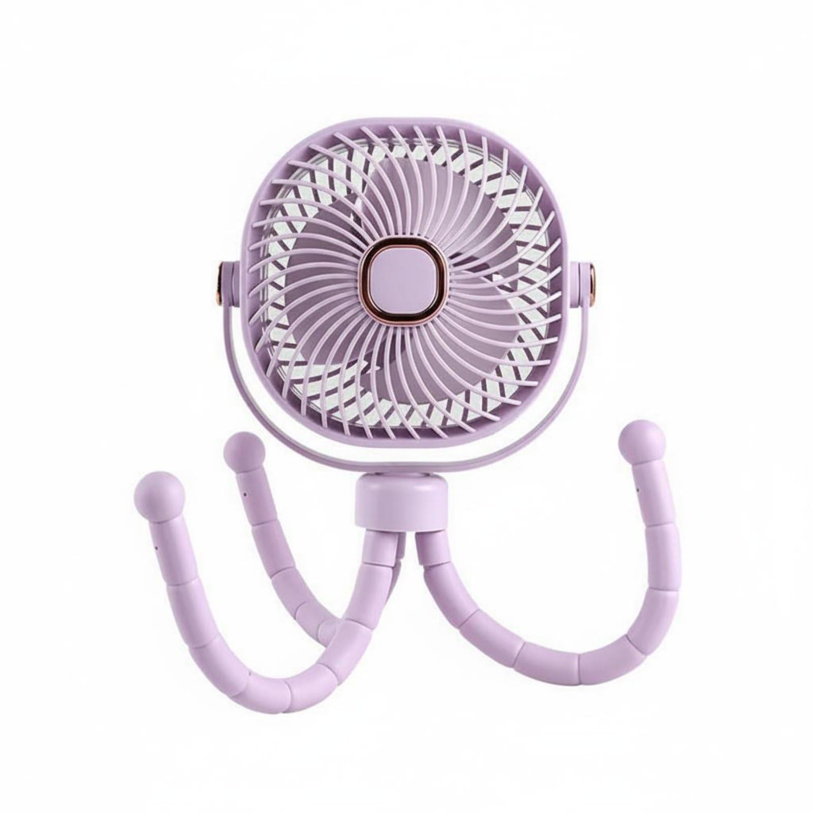 PEXORVA® 360° Rotation Tentacle Fan Portable Tentacle Tripod Fan Adjustable Speeds 3 Speed Settings for Babies, Toddlers, Desktop, Travel, Crib, Purple-image-40