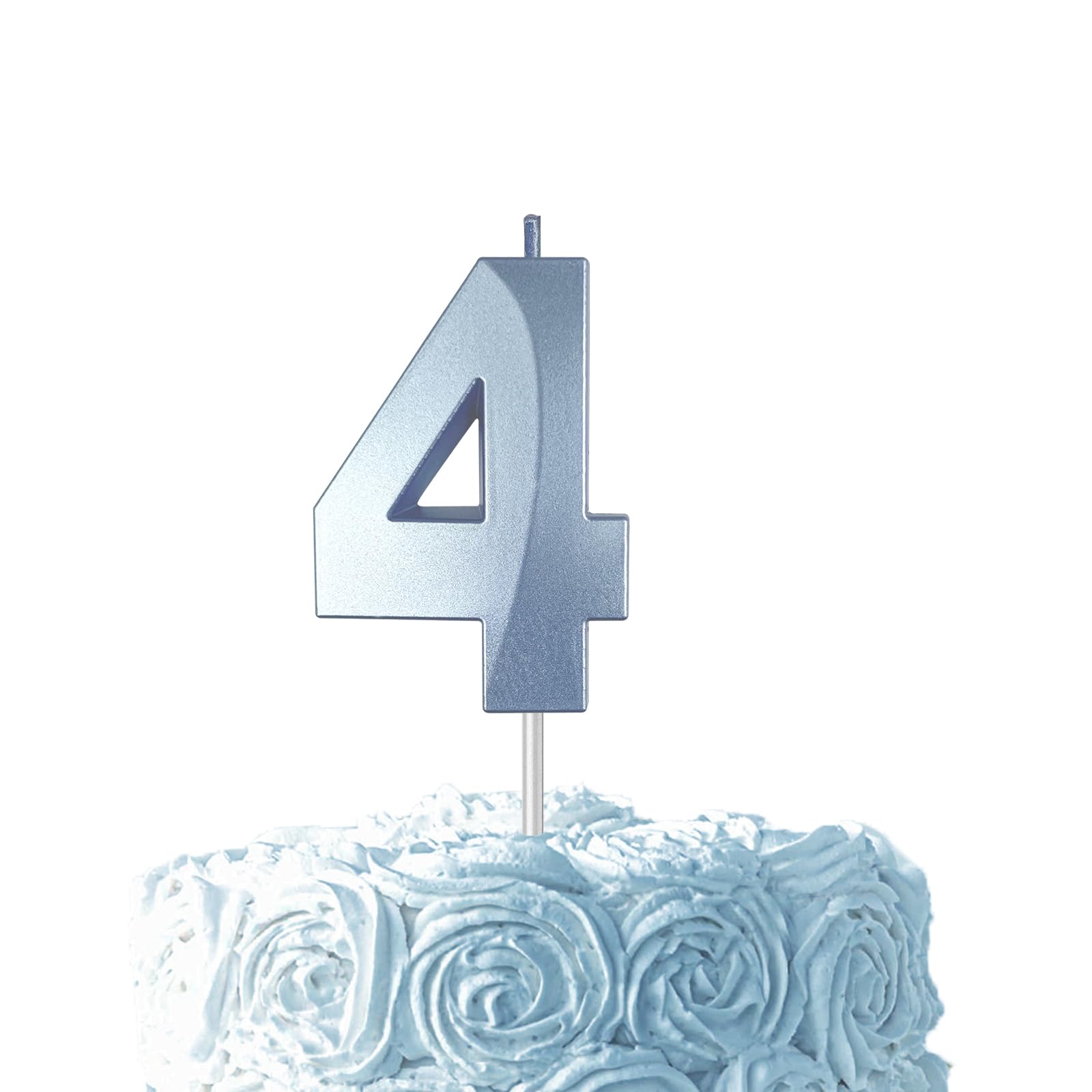 Blue Birthday Number 4 Candles for Wedding Party Cake Decorations