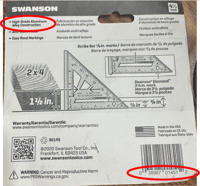 Image of Swanson 4 1 /2 inch Trim Speed Square