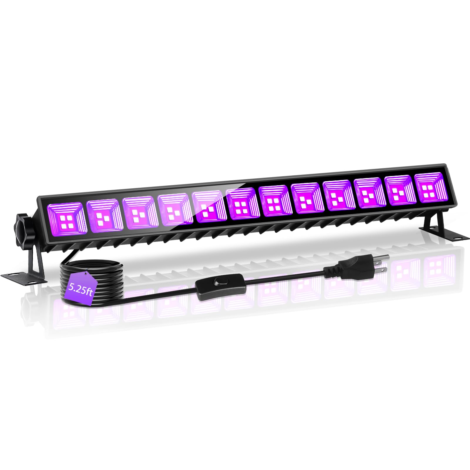 42W Black Light Bar with 5.25ft Cord and Switch, Light Up 23x23ft, Waterproof 40 LEDs Blacklights for Glow Party, Halloween Decor, Body Paint, Bedroom, Classroom 1 Pack