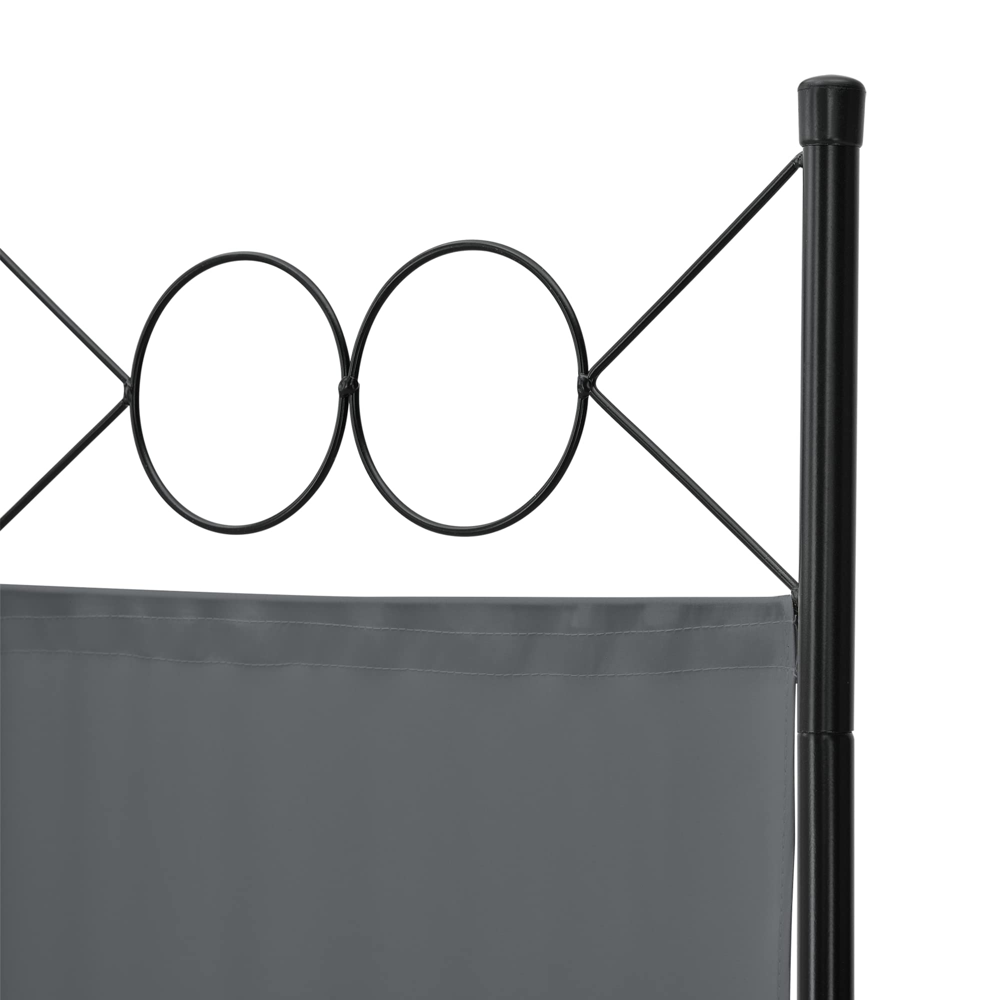 Paravent de Confidentialité à 5 Panneaux Séparateur de Pièce Élégant Brise-Vue pour Intérieur Extérieur Acier Polyester 171 x 200 cm Gris Foncé