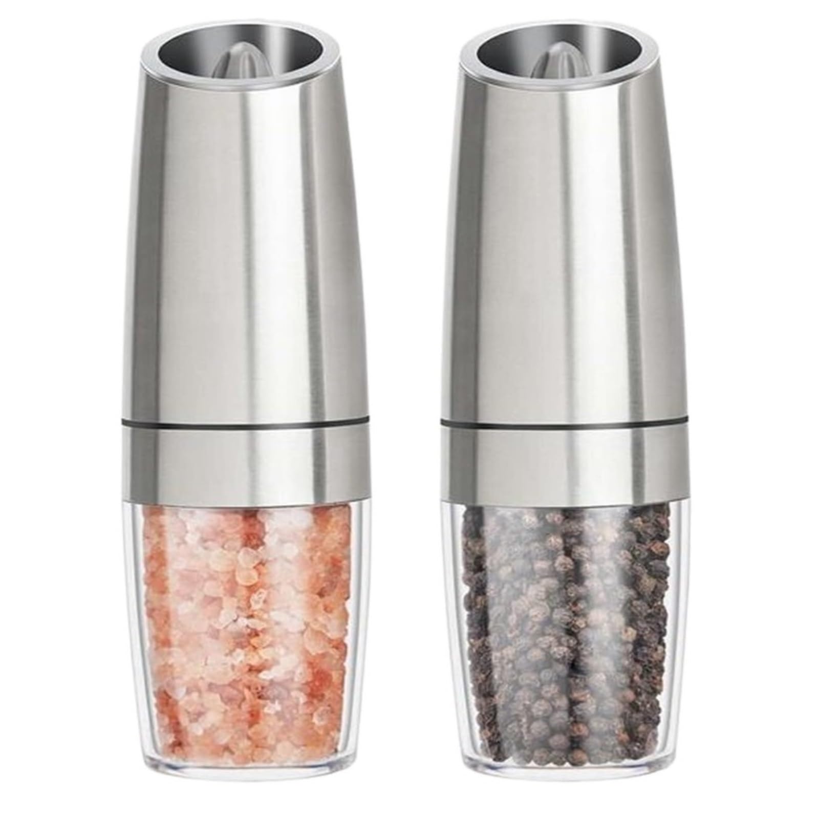 Młynek do Przypraw Elektryczny Młynek Do Pieprzu Młynek Do Soli Pepper Led Light Spice Młynki Do Ziarna Mielenie Porcelany Pieprzniczka (Color : Sliver, Size : 2pcs)