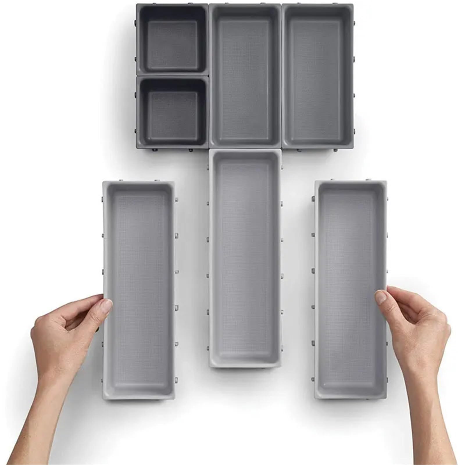 Portaposate da Cassetto Contenitore portaoggetti da cucina for cassetto, 7 pezzi, organizer for posate, combinazione libera, separato, multifunzione, articoli vari, cancelleria, vassoio scrivania