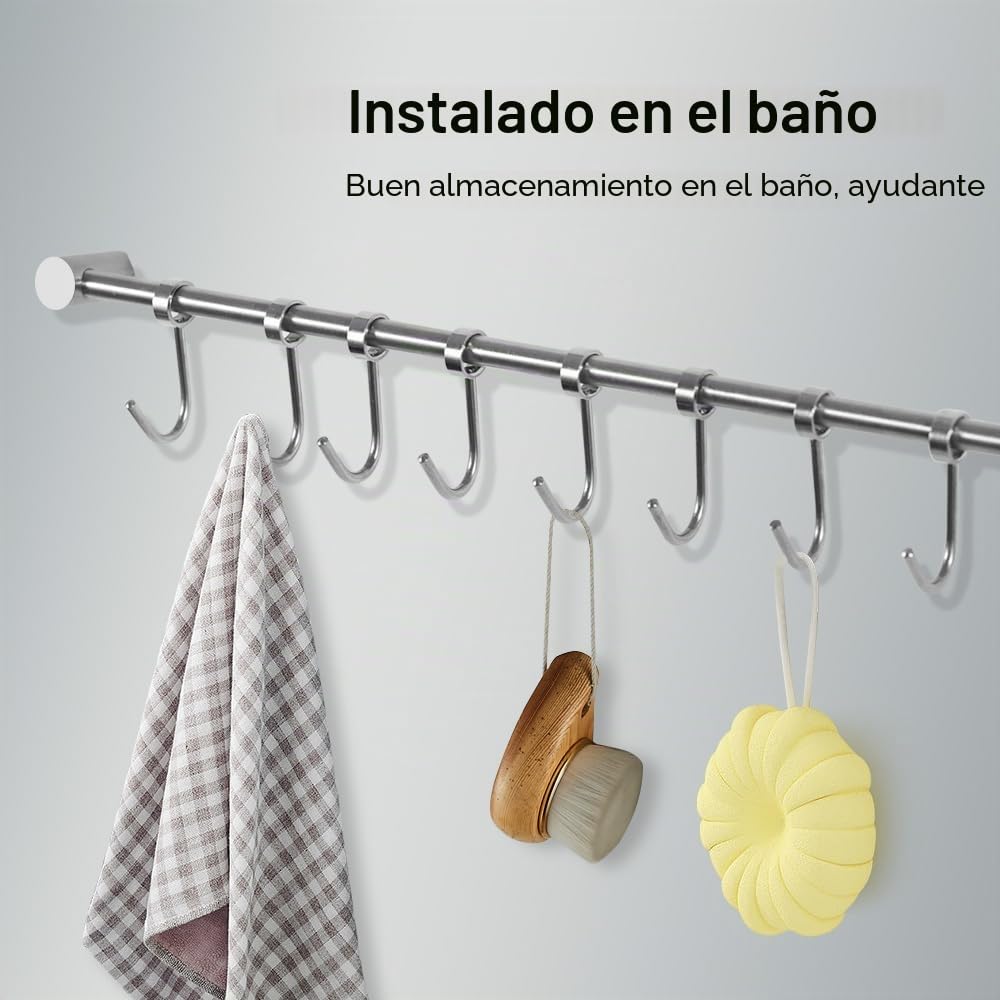 12 ganchos barra de utensilios de cocina de acero inoxidable,Colgador de Utensilios de Cocina