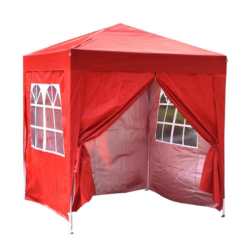 Panana 2MX2M 2.5MX2.5M 3MX3M Pop Up Gazebo Garden Party Tent With Sides Canopy Marquee (2mx2m, Red)