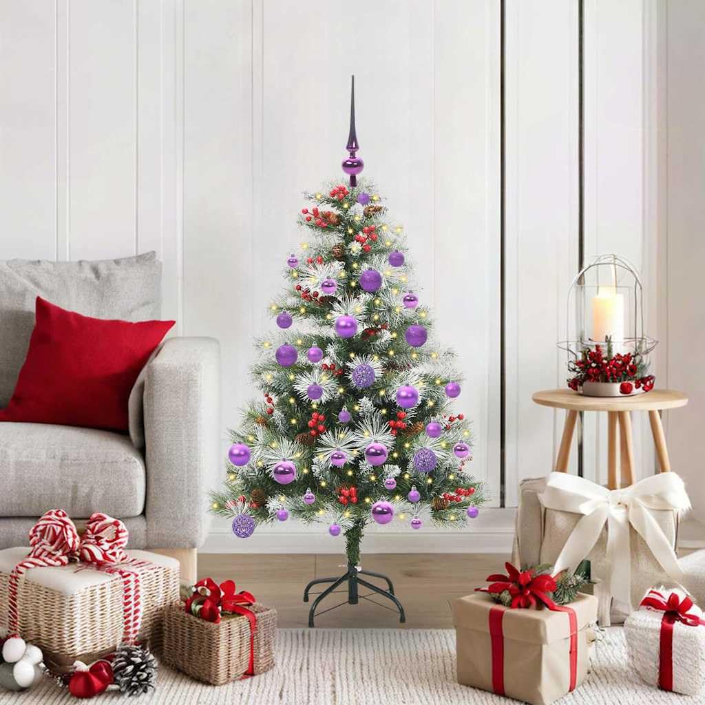 Árbol de Navidad artificial verde y blanco, 120 cm