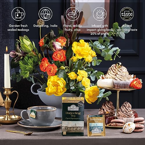 Image of Ahmad Tea Black Tea, Darjeeling Teabags, 20 ct (Pack of 1) - Caffeinated & Sugar-Free