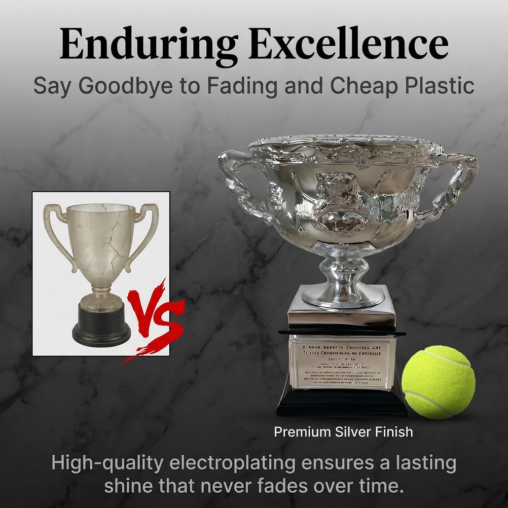 Australian Open Stil Brookes Challenge Cup Trophäe Replik, Grand Slam Tennis Trophäe Sammlerstück, Geschenk für Tennisfans, Meisterschaft Pokal Deko für Clubhaus Büro oder Schreibtisch