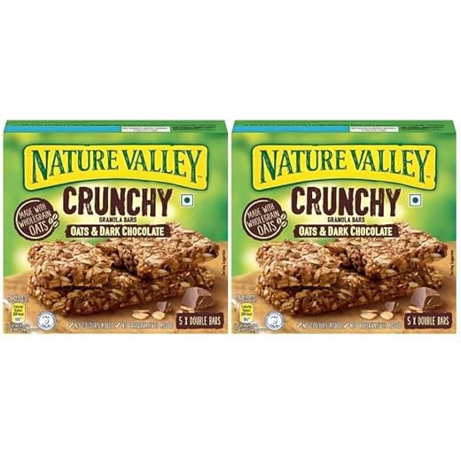 Nature Valley - Barras de Avena crujiente y chocolate pack de 2 cajas de 5 barras. 420 g en total - Pack Promoo