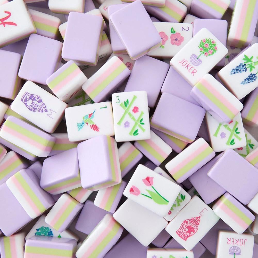 Set di piastrelle Mahjong americano, 160 pezzi in acrilico a 4 strati incisi Mahjong piastrelle 3,2 cm dimensioni standard set completo con accessori, set di gioco Mahjong per principianti gioco in