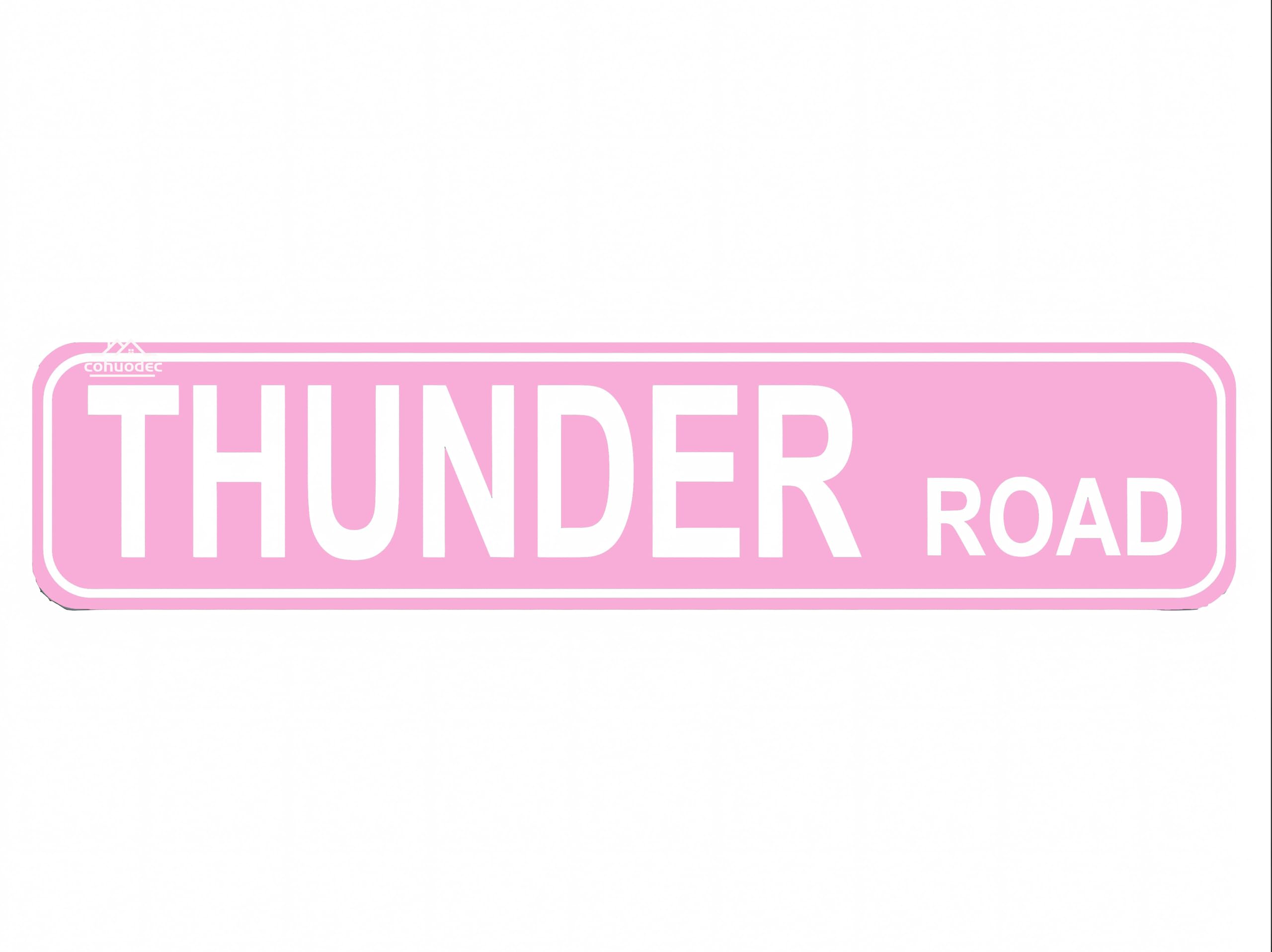 Thunder Road Street Decor,Thunder Road Sign for Farm House Garage Wall Decor Pink Tin Sign 4x16 Inch