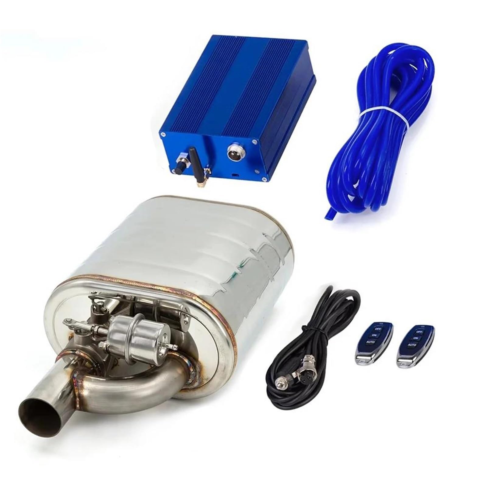 Terminales de Escape Kit Tubo Escape Con Válvula Vacío Y Control Escape Universal Automóvil Silenciador Variable Acero Inoxidable 51 63 Y 76Mm Control Remoto Tubo de Escape Coche(63MM Vacuum Pump)