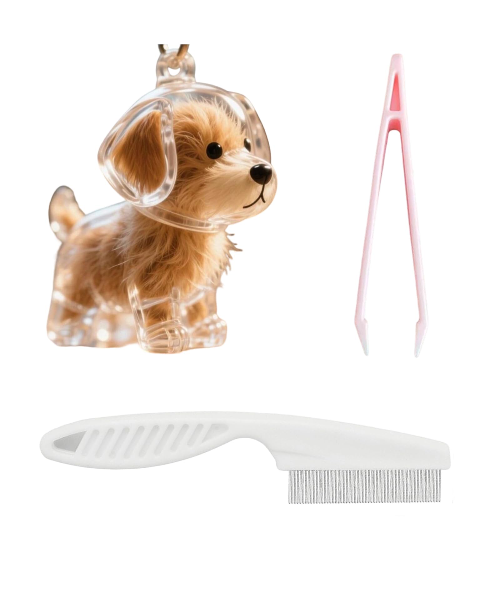 3Pcs Dog Keychain to Keep Hair Set, 3D Dog Hair Keychain with Tweezer and Flea Comb, Portable Sentimental Keepsake for Pet Lovers, Thoughtful Memorial Gift-image-6