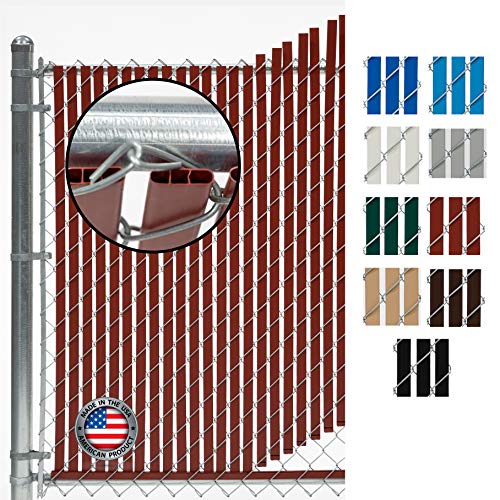 Fence Source Double-Double Bottom Locking Privacy Fence Slat (9 Colors) Double Wall Reinforced with Double Legs Inside - Available for 4â€™, 5â€™, 6â€™, 7â€™ and 8â€™ Chain Link Fence (6 ft, Redwood)