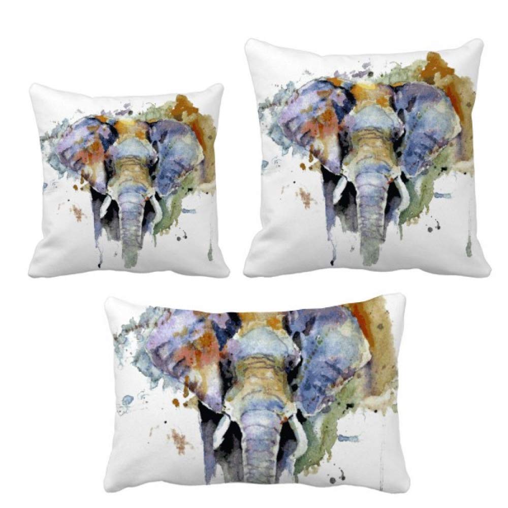 Housse de coussin éléphant peint motif animal pour décoration canapé chambre