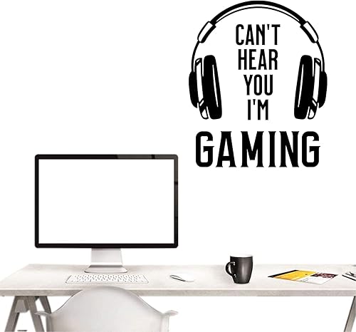 Miniatura 3 de Adhesivo de pared de juego, Can't Hear You I'm Gaming, calcomanías de pared de bricolaje, decoración de silueta de vinilo, decoración de juegos en