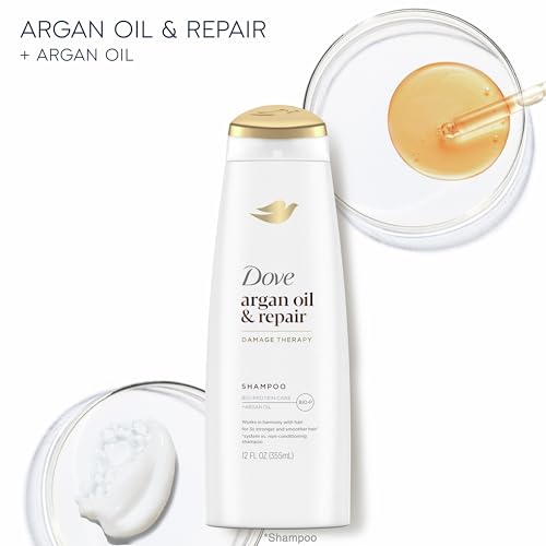 Dove Shampoo Argan Oil & Damage Repair 1 For Damaged Hair 92% Natural Origin, Paraben Free Shampoo 12 Fl Oz thumb #4