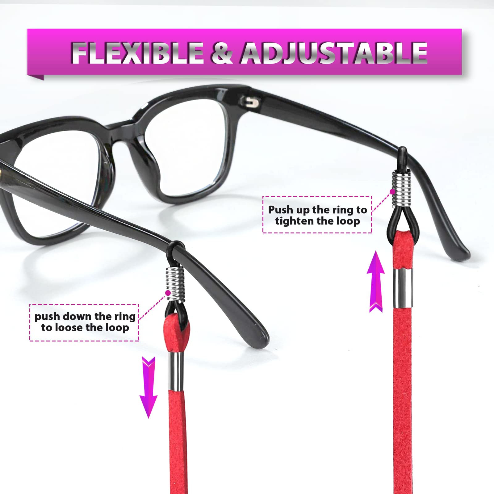 YGDZ Eyeglass Strap, 8pcs Leather Eye Glasses Strap String