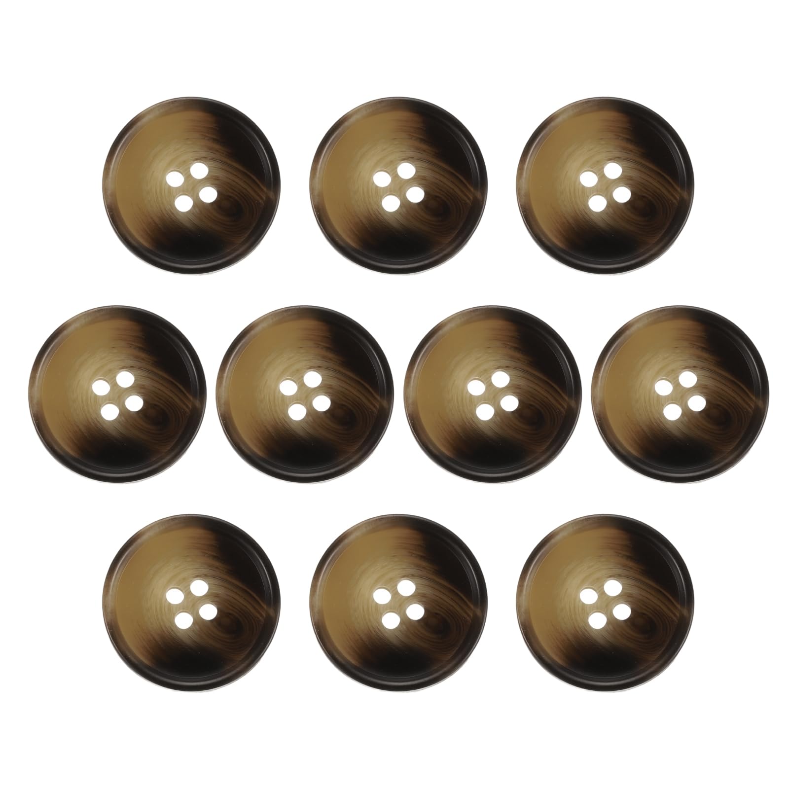 sourcing map 10pcs Resin Sewing Button, 25mm 1-Inch 4 Holes Round Pattern Flatback Buttons for Coat, Suits, Clothes Garment & DIY Crafts, 2#Coffee Brown