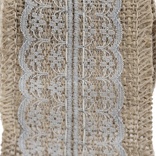 Sourcingmap Burlap Strap Art Crafts Lace Ribbon Roll Trim Edge 2.2 Yards Gray for Wedding, Gray,Khaki,Pink,Burgundy,Purple - Image 3