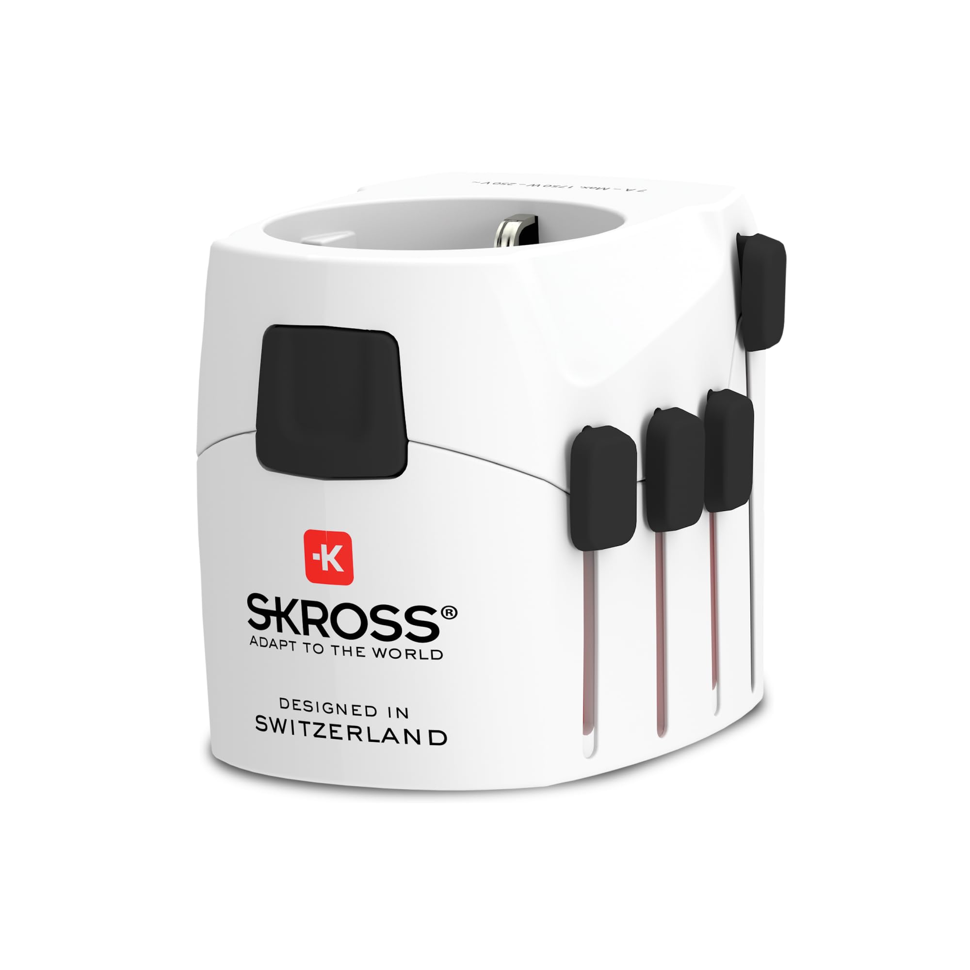 SKROSS | 1.103145 | PRO Light | Universele reisadapter 2 en 3 polen voor Schuko. Nominale spanning en vermogen: 100V – 630W / 250V – 1575W - Geschikt voor pc's en haardrogers. Schokbescherming