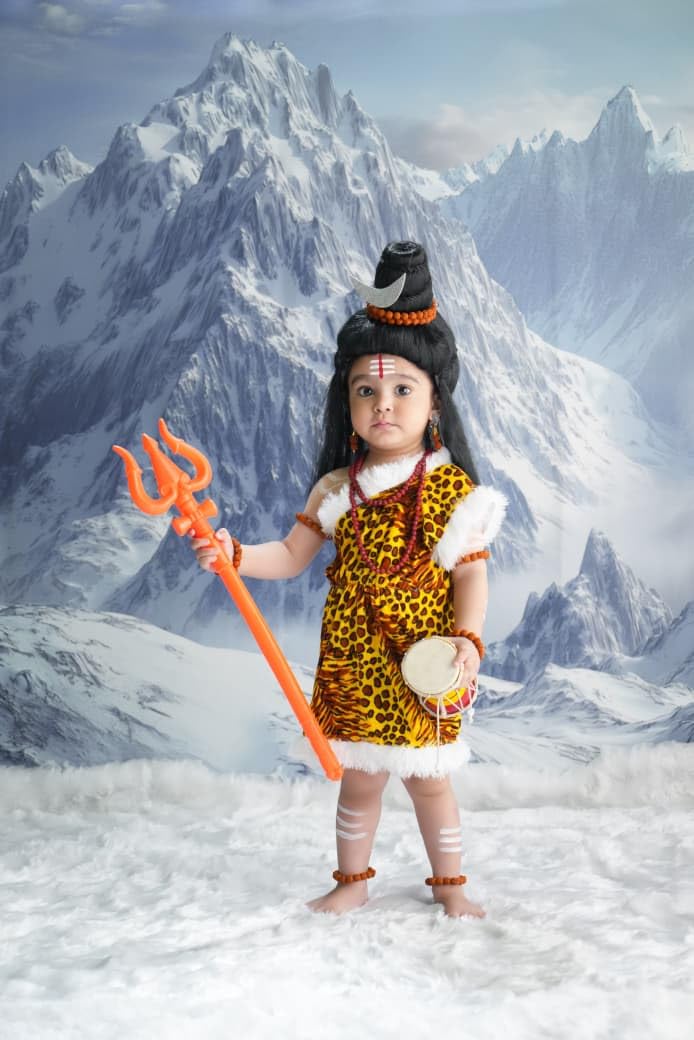 Shivji/Lord Shiva Costume for Kids | Mahadev Fancy Dress for Boys & Girls | Shiv Shankar Mythological Dress with Trishul, Damru, Jata wig & Rudraksha Mala...-image-26