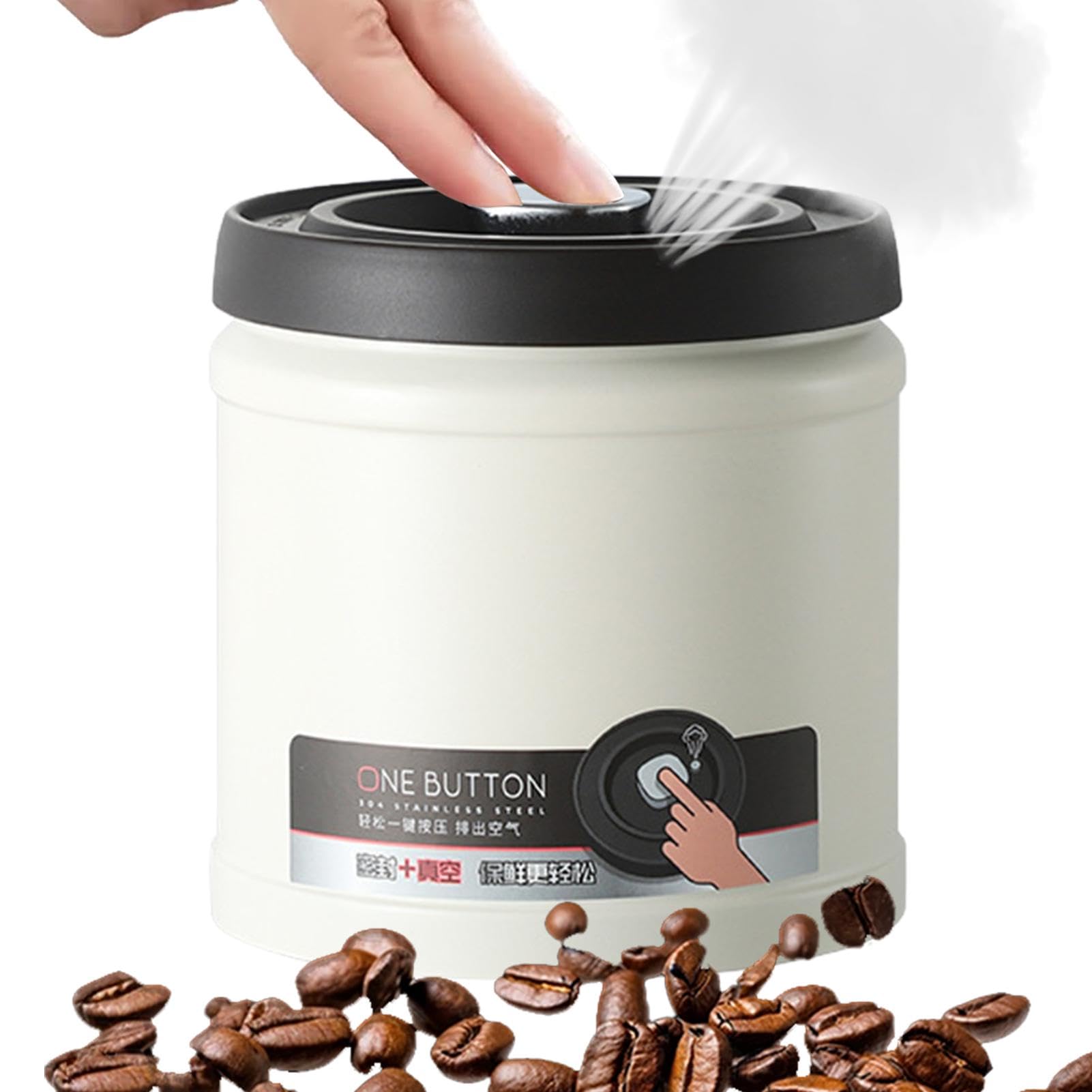 Mekeran Versiegelter Kaffeedose Mit Vakuumpumpe, 1,6 L Edelstahlbehälter Mit Knopf Zum Staubsaugen Oder Loslassen Zur Aufbewahrung Von Kaffeebohnen, Kaffeesatz, Tee Und Nüssen Usw