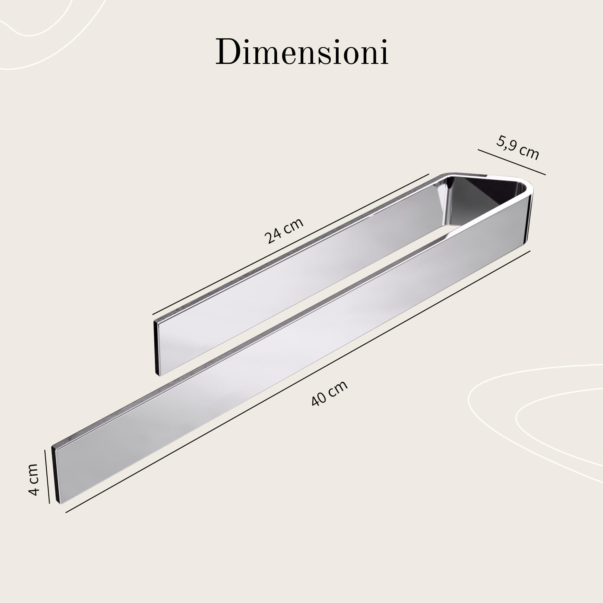 Design Amburgo Porta asciugamano adesivo | Porta Asciugamani Cucina e Bagno | Designo modern | 40 cm | Cromo