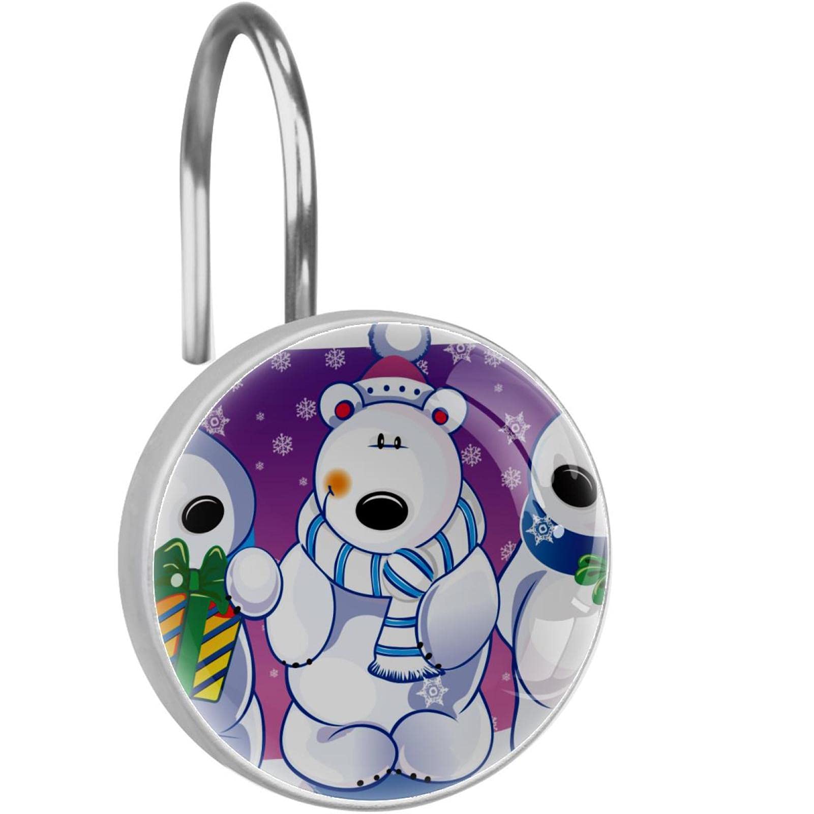 Crochets pour rideau de douche en acier inoxydable avec de mignons ours de Noël