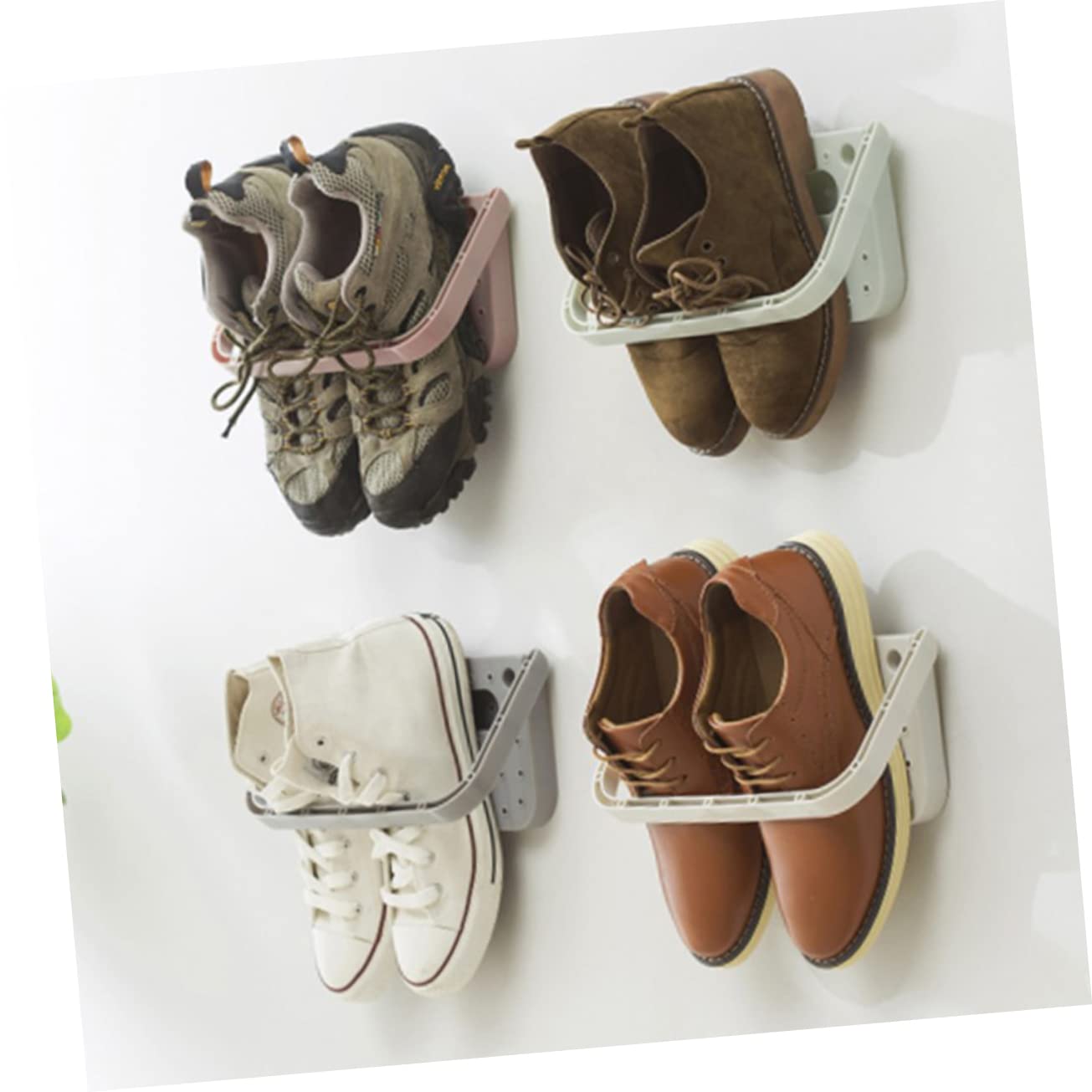 GLEAVI 2Pcs Wall Mounted Slippers Organizer Foldable Sticky Shoes Holder for Space Saving Shoe Rack for Home Storage Blue