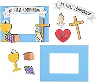 Vista 3 de Needzo Kit de pancarta de la primera comunión, marco de espuma y cruz, manualidades católicas para niñas y niños, 3 piezas incluidas