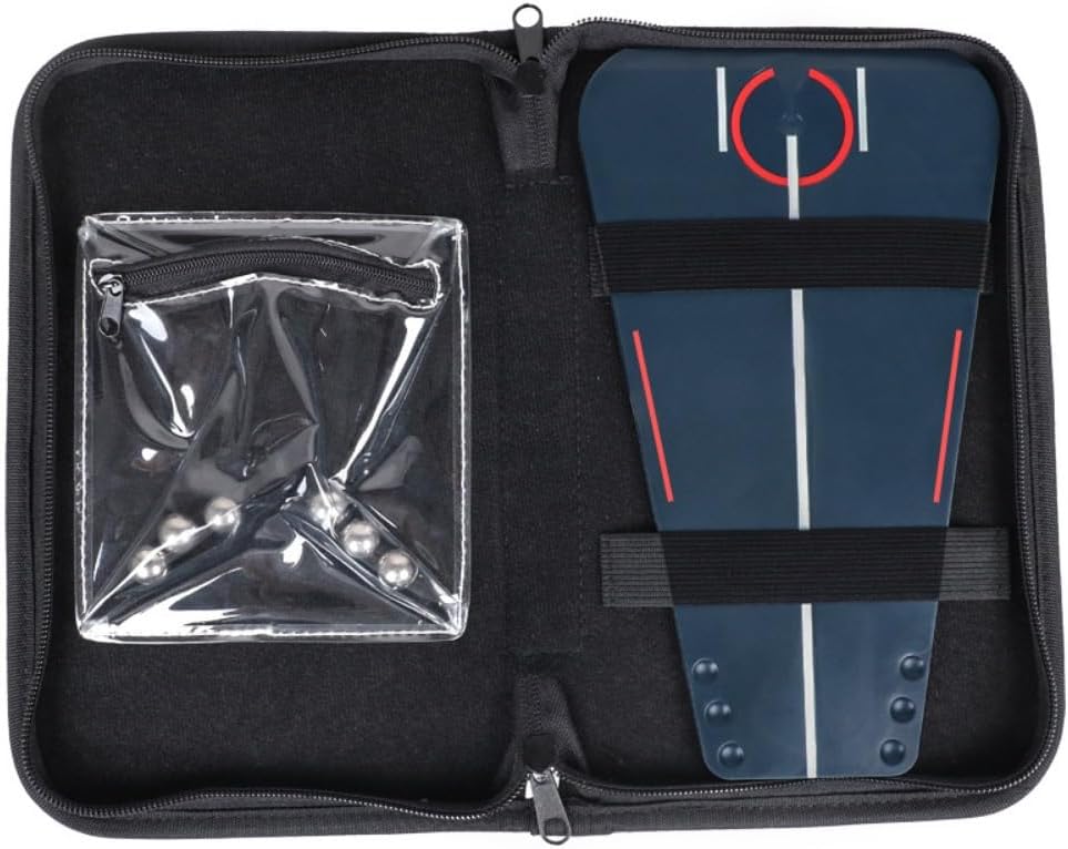 Straight Line Putting Alignment Trainer, 3-Level Practice Kit | Six Metal Balls, Anti-Slip Dots, Zippered Storage Case, Indoor And Outdoor Use, 8.66 in Length
